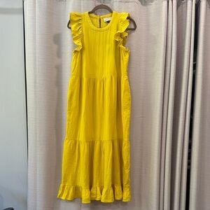 NWT 100%Cotton Universal Thread Yellow Ruffle Maxi Dress Size M